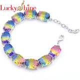 Bi-Colored Tourmaline Crystal Zircon Silver Bracelet