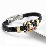 Pirate Skull Logo Bracelet Men's Leather Rope Jewelry Gift