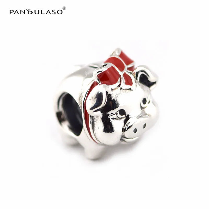Lucky Pig Money Box Charm for DIY Jewelry Making 925 Silver Bracelets