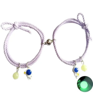 Luminous Astronaut Rope Couple Bracelet Gift Set