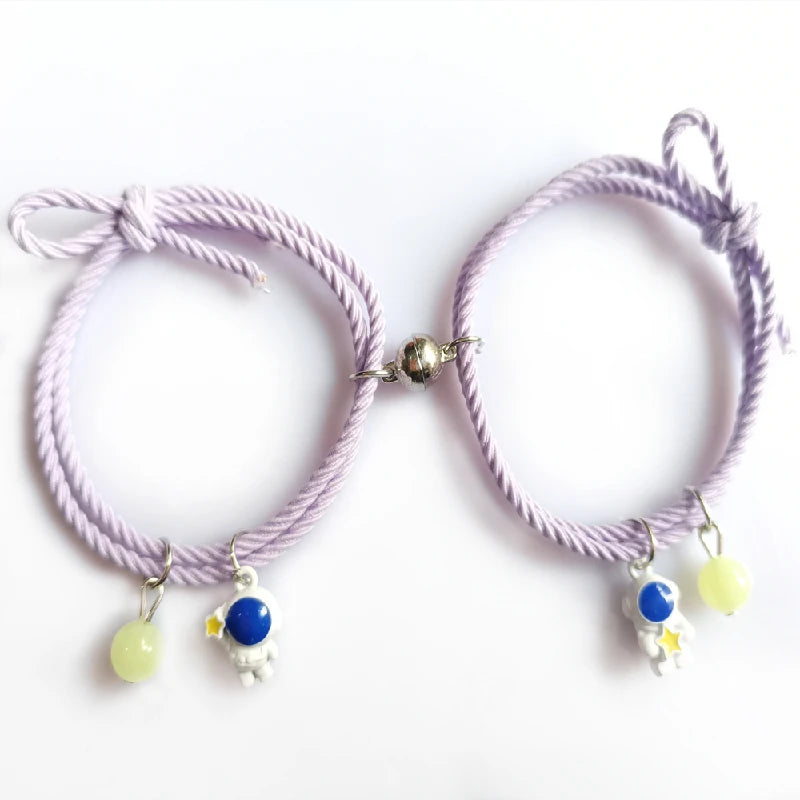 Luminous Astronaut Rope Couple Bracelet Gift Set