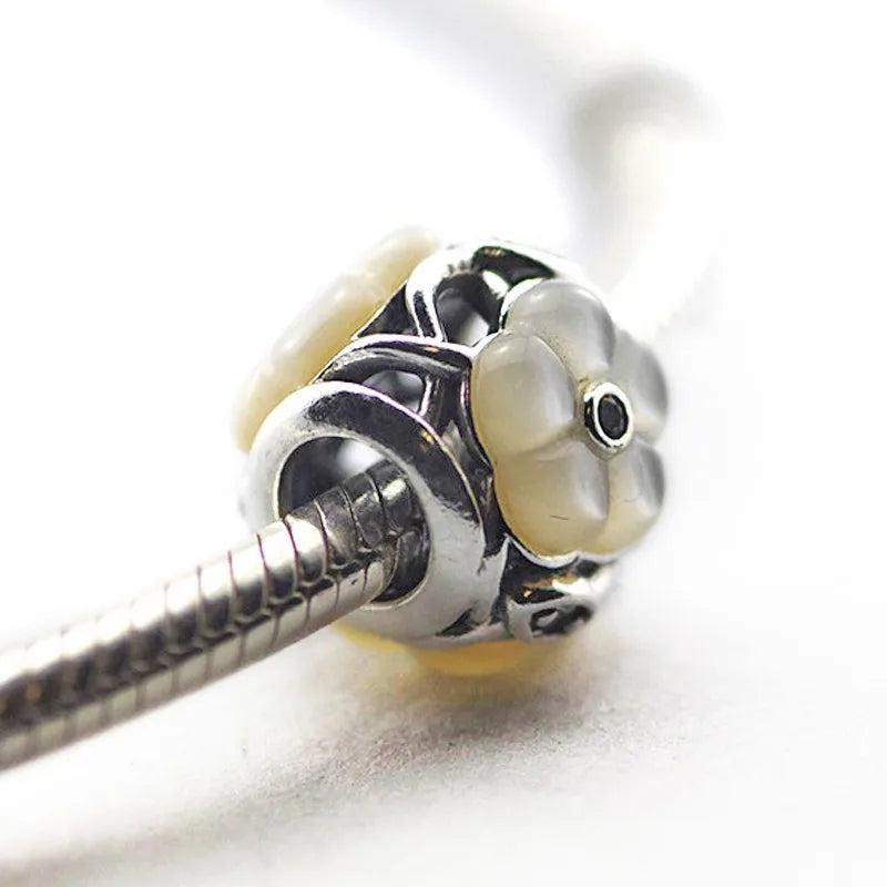 Sterling Silver Luminous Floral Charms for Bracelets DIY