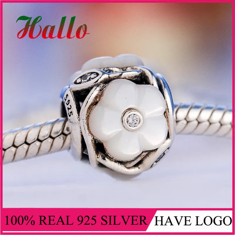 Luminous Florals Charm Bead 925 Silver Bracelet Charms for Jewelry Making