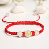 Luminous Fluorite Zodiac Bracelets with Red Thread Beaded Bangle