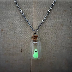 Luminous Ghost Glass Bottles Pendant Necklace for Women