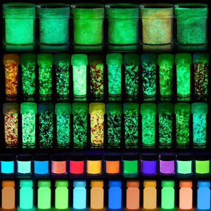 Glow In Dark Epoxy Resin Pigment Powder Glitter Set