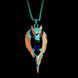 Glow In The Dark Wolf Pendant Necklace Men