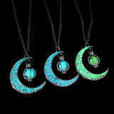 Luminous Spiral Moon Pumpkin Charm Necklace for Halloween Party