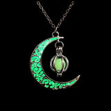 Luminous Spiral Moon Pumpkin Charm Necklace for Halloween Party