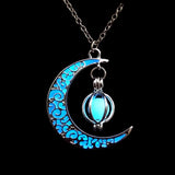 Luminous Spiral Moon Pumpkin Charm Necklace for Halloween Party