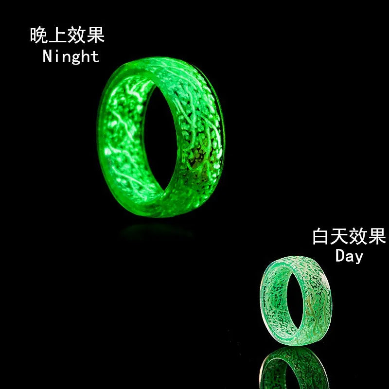 Pink Glow Resin Ring Green Men Women Fluorescent Glowing Jewelry