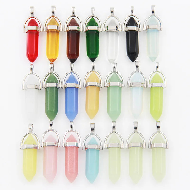 Luminous Stone Hexagonal Column Crystal Pendant
