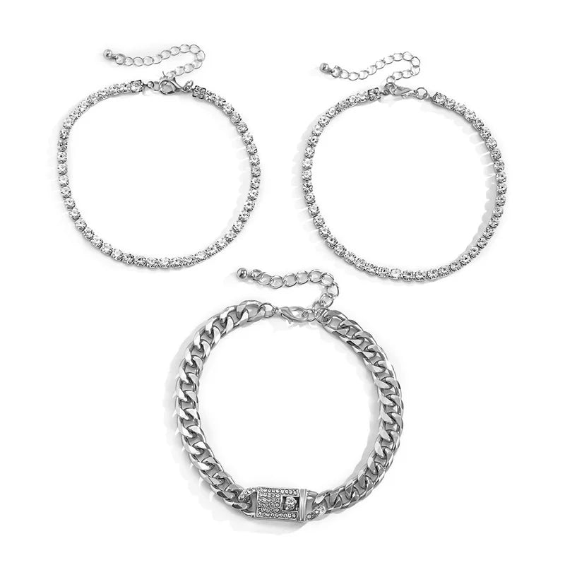 Luokey Vintage Boho Layered Metal Cuban Link Chain Ankle Bracelet