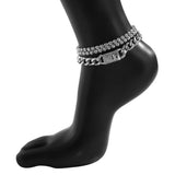 Luokey Vintage Boho Layered Metal Cuban Link Chain Ankle Bracelet