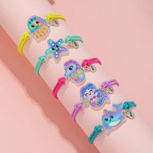 Luoluo&baby 5Pcs Stretch Candy Rope Animal Bracelet Hairband Set for Girls