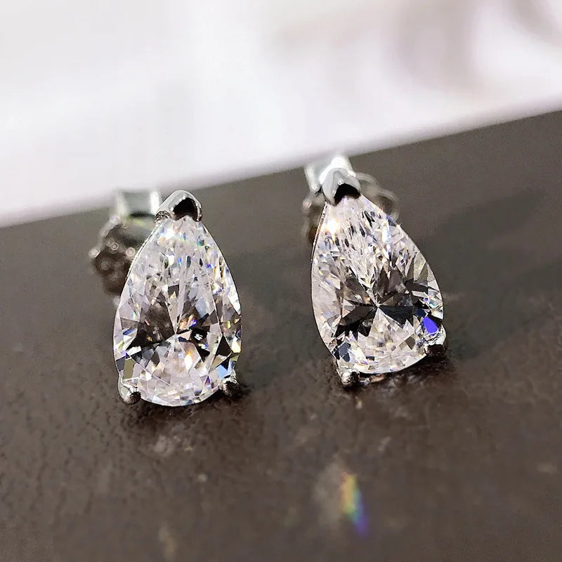 Drop-shaped Diamond Earrings Wedding Fine Jewelry