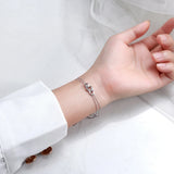 S925 Sterling Silver Knot Bracelet 17+4CM Crystal