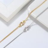 S925 Sterling Silver Knot Bracelet 17+4CM Crystal