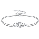S925 Sterling Silver Knot Bracelet 17+4CM Crystal
