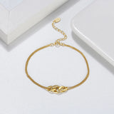 S925 Sterling Silver Knot Bracelet 17+4CM Crystal