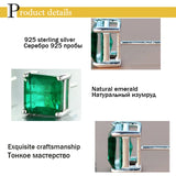 925 Silver Emerald Stud Earrings 3 Carats 7*7 Square Green Natural Women