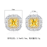 Luomansi 4*4MM Yellow Diamond Earrings 100%-S925 Sterling Silver
