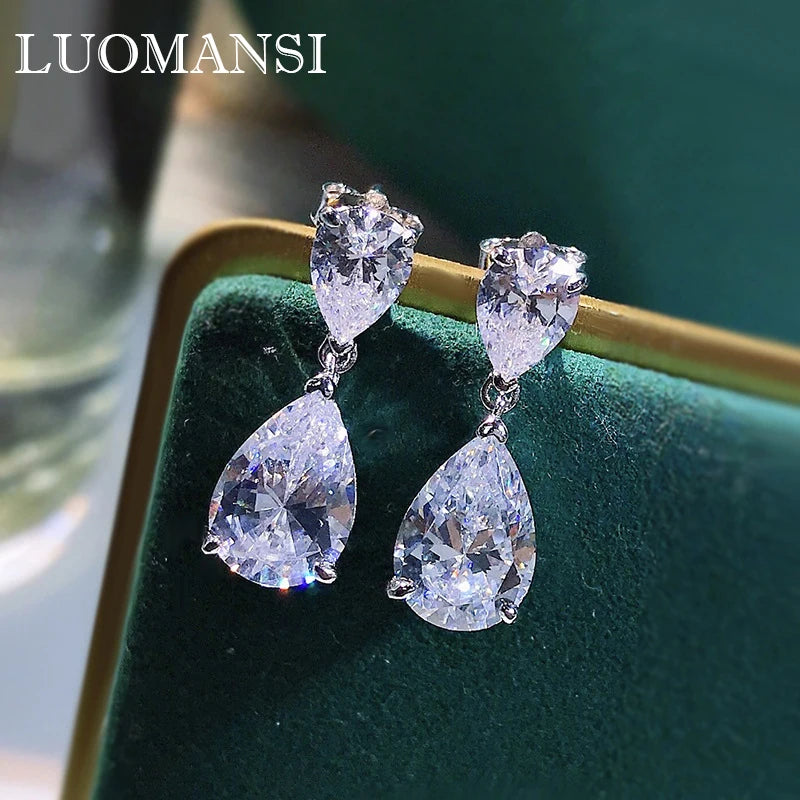 Luomansi High Carbon Diamond Silver Earrings S925 Jewelry