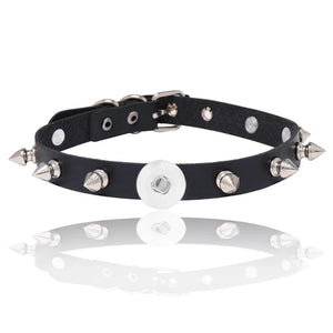 Punk Rivet Leather Snap Button Pendant Necklace for Women