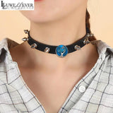 Punk Rivet Leather Snap Button Pendant Necklace for Women