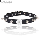 Punk Rivet Leather Snap Button Pendant Necklace for Women