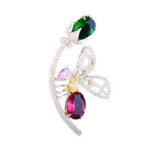 Luxe Crystal Zircon Butterfly Pin Brooch for Women