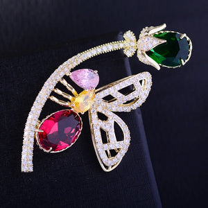 Luxe Crystal Zircon Butterfly Pin Brooch for Women
