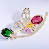 Luxe Crystal Zircon Butterfly Pin Brooch for Women