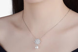 Silver Pearl Pendant Necklace Crystal Snowflake Chain