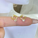 18K Geometric Diamond Stud Earrings Butterfly Zircon Silver Plated Jewelry