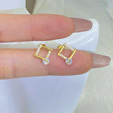 18K Geometric Diamond Stud Earrings Butterfly Zircon Silver Plated Jewelry