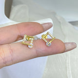 18K Geometric Diamond Stud Earrings Butterfly Zircon Silver Plated Jewelry