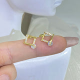 18K Geometric Diamond Stud Earrings Butterfly Zircon Silver Plated Jewelry
