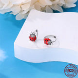 925 Sterling Silver Charm Ladybug Earrings Pave CZ Hot Jewelry Gift