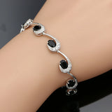 925 Silver Zircon Crystal Link Charm Bracelet for Women
