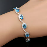 925 Silver Zircon Crystal Link Charm Bracelet for Women