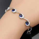 925 Silver Zircon Crystal Link Charm Bracelet for Women