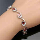925 Silver Zircon Crystal Link Charm Bracelet for Women