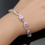 925 Silver Zircon Crystal Charm Bracelet for Women
