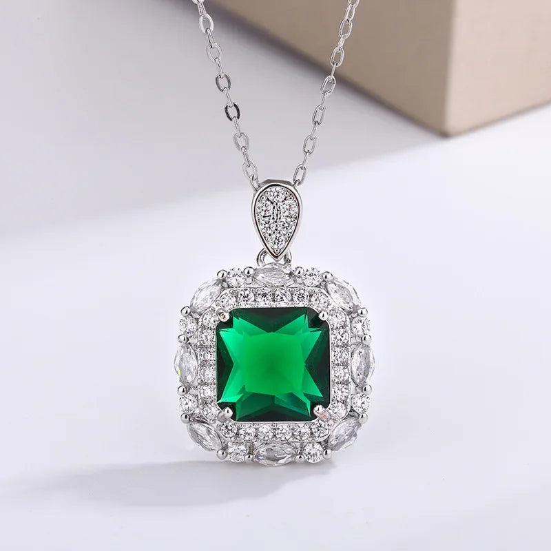 925 Silver Necklace Multicolored Zircon Pendant High Savings Party Jewelry