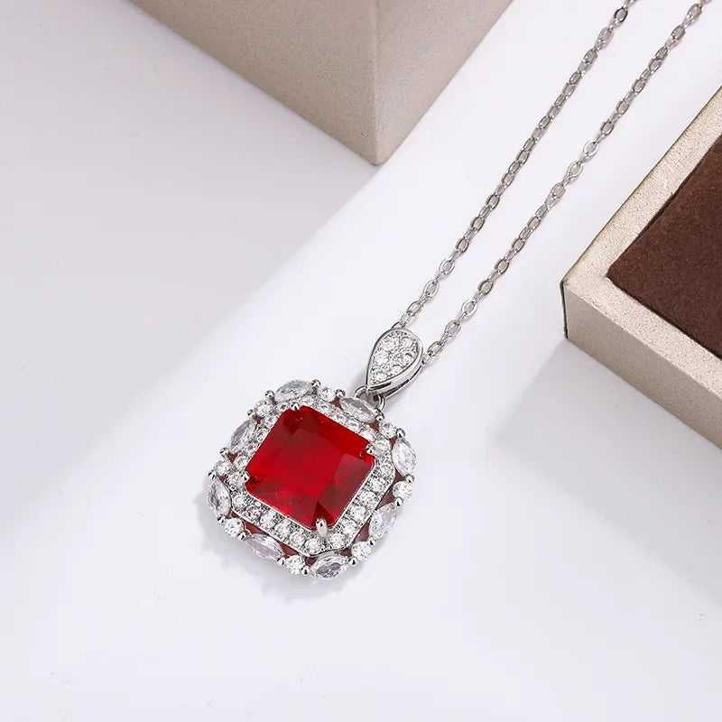 925 Silver Necklace Multicolored Zircon Pendant High Savings Party Jewelry