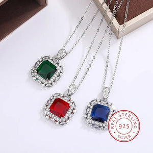 925 Silver Necklace Multicolored Zircon Pendant High Savings Party Jewelry