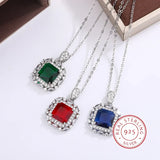 925 Silver Necklace Multicolored Zircon Pendant High Savings Party Jewelry