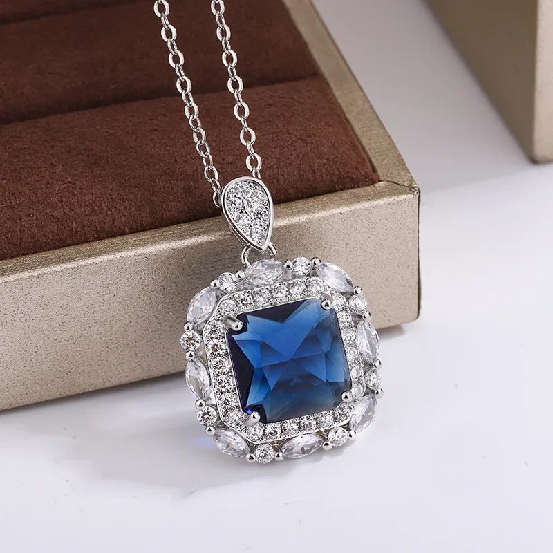 925 Silver Necklace Multicolored Zircon Pendant High Savings Party Jewelry