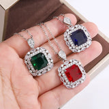 925 Silver Necklace Multicolored Zircon Pendant High Savings Party Jewelry